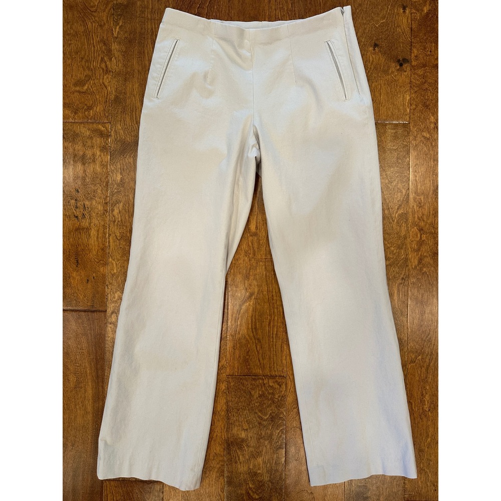 Vtg Eddie Bauer Mercer Fit Women's Beige Cotton Side Zip Khaki Pants Size 10 Y2K